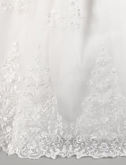 Off The Shoulder Wedding Dresses Princess Lace Bridal Gown Half Sleeve Bridal Dress