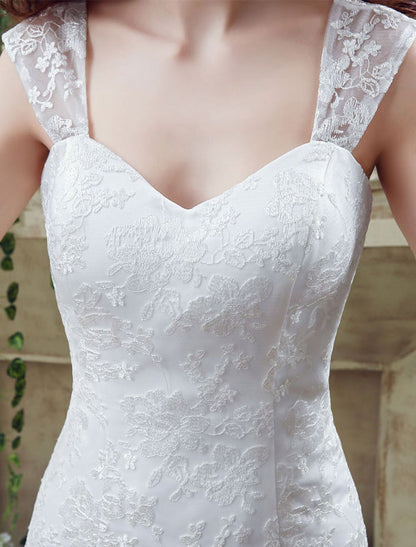 White Mermaid Backless Lace Wedding Dress