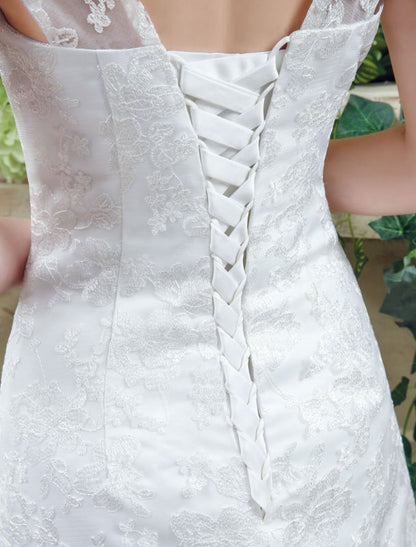 White Mermaid Backless Lace Wedding Dress
