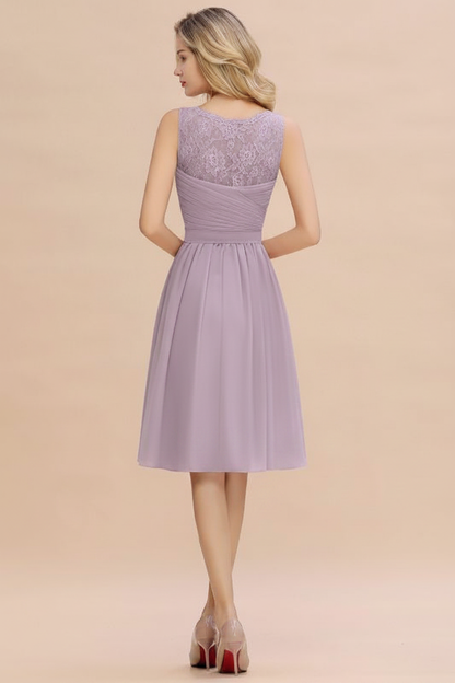 Elegant Ruffle Chiffon Short Bridesmaid Dress Sleeveless V-Neck Aline Knee Length Homecoming Dress