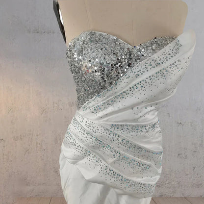 Unique Mermaid Satin Wedding Dress with Beadings