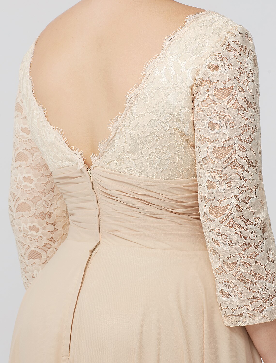 Aimishang  Sheath / Column Mother of the Bride Dress Formal Classic & Timeless Elegant & Luxurious Plus Size Square Neck Floor Length Chiffon Metallic Lace 3/4 Length Sleeve No with Sash / Ribbon Flower