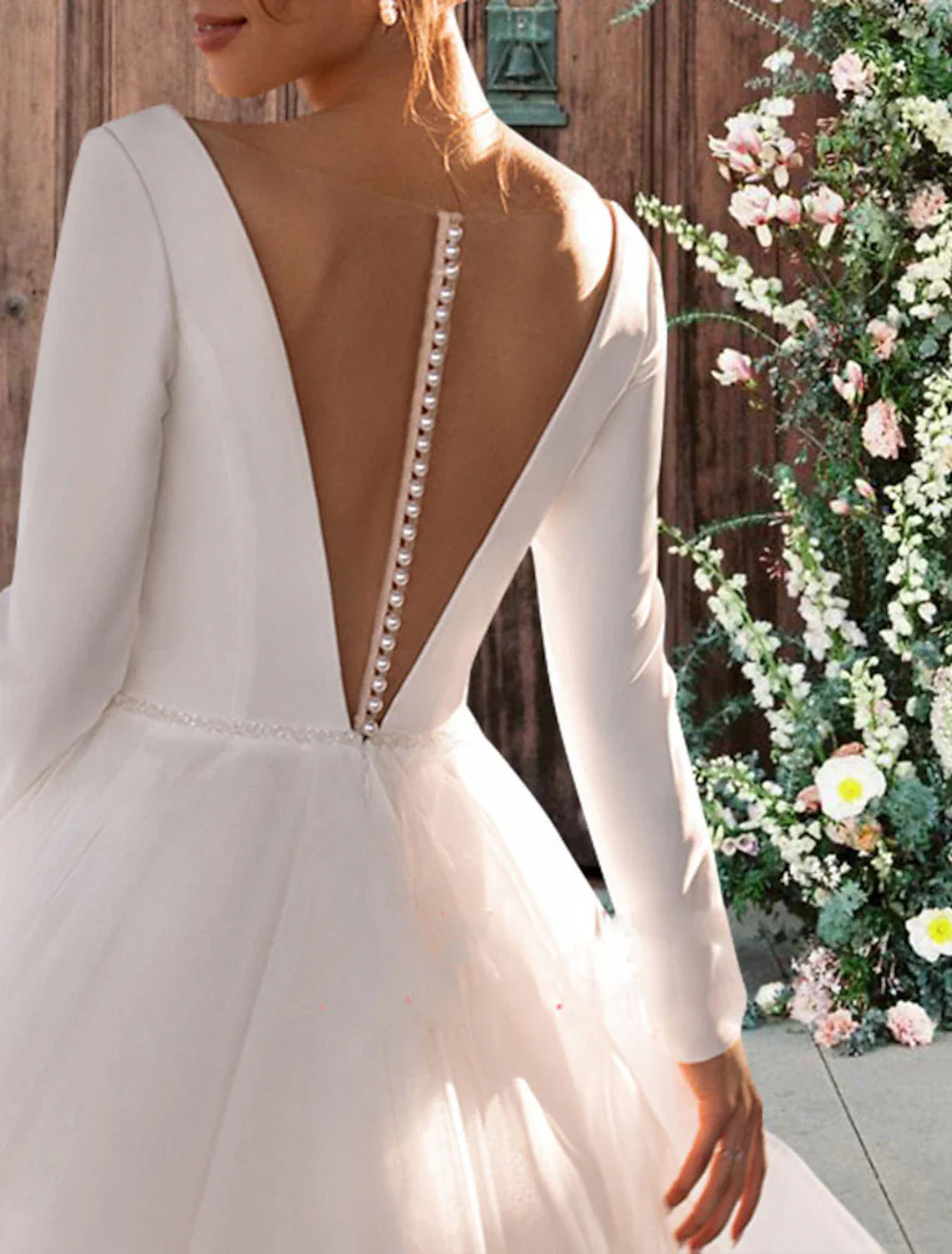Aimishang Reception Simple Wedding Dresses Wedding Dresses Sheath / Column V Neck Sleeveless Ankle Length Satin Bridal Gowns With / Solid Color