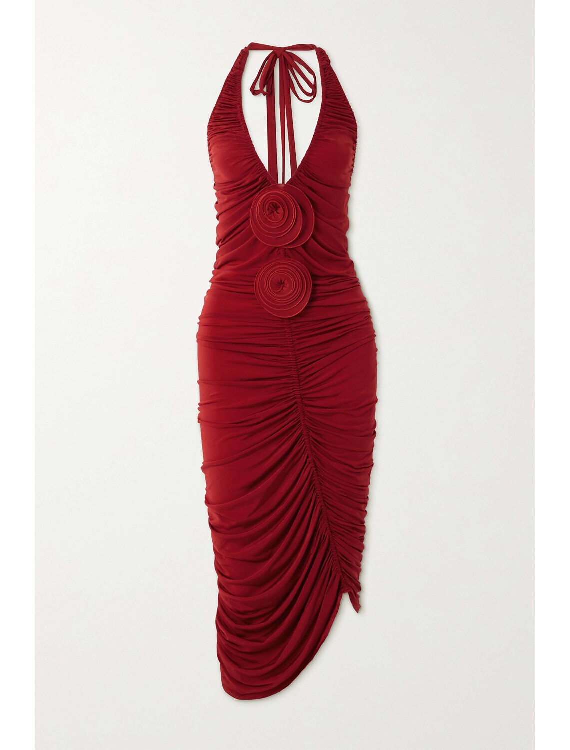 Aimishang Sheath / Column Evening Gown Glittering Dress Formal Birthday Knee Length Sleeveless Halter Neck Fall Wedding Guest Stretch Fabric Backless with Ruched Appliques