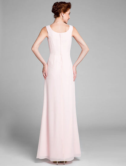 Aimishang  Mermaid / Trumpet Mother of the Bride Dress Convertible Dress Scoop Neck Floor Length Chiffon Long Sleeve Wrap Included with Sash / Ribbon