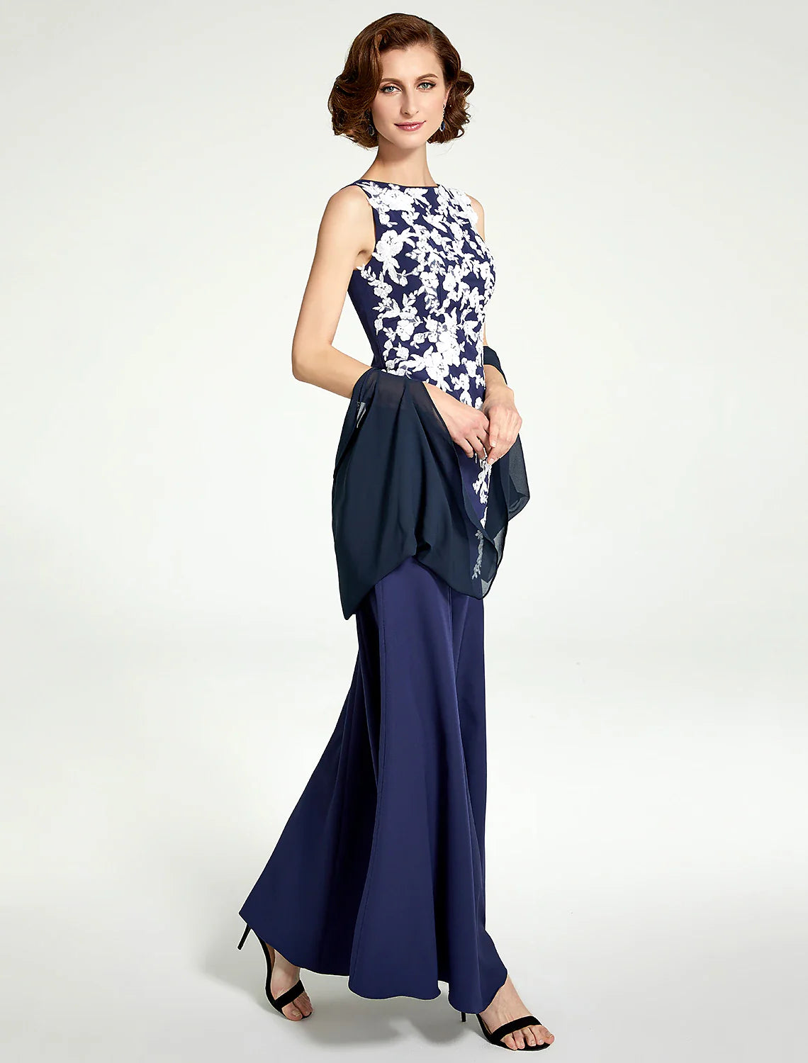 Aimishang  Mermaid / Trumpet Mother of the Bride Dress Jewel Neck Floor Length Chiffon Lace Sleeveless with Lace