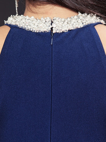 Sheath / Column Mother of the Bride Dress Elegant Sexy Jewel Neck Floor Length Charmeuse Sleeveless with Pearls