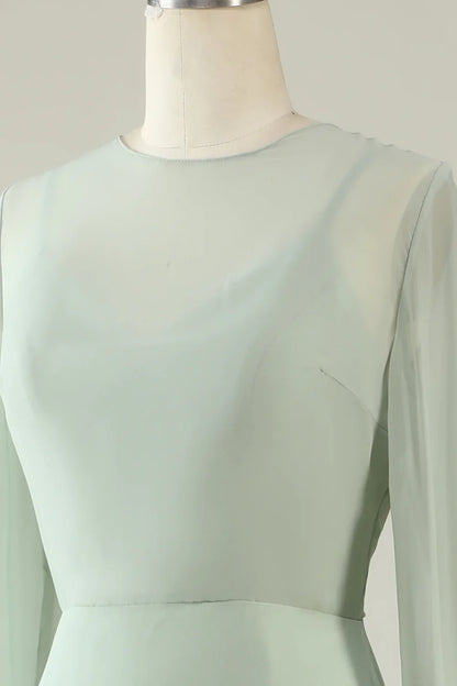 Mint Wedding Guest Dress with Long Sleeves