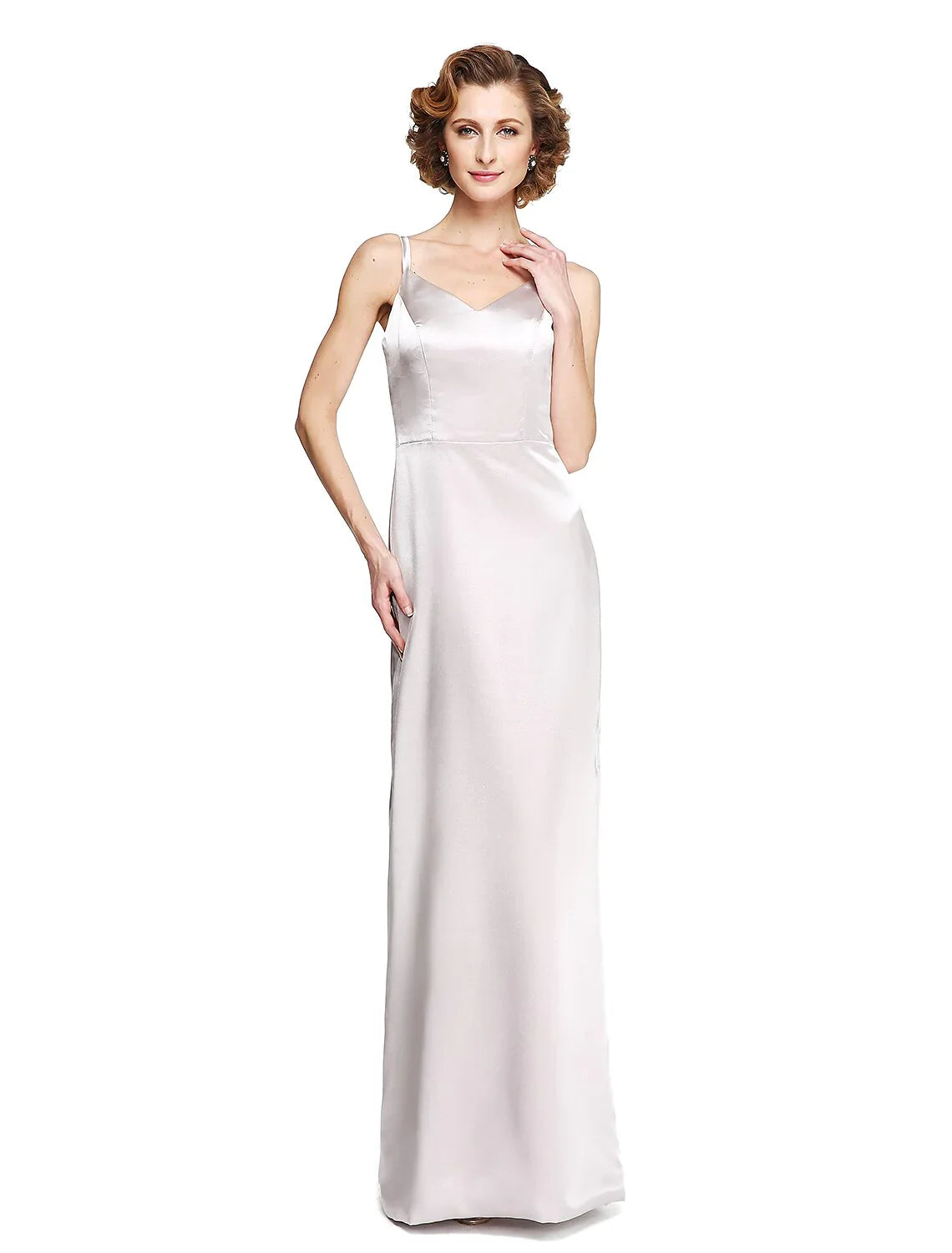 Sheath / Column Mother of the Bride Dress Two Piece Spaghetti Strap Floor Length Stretch Satin Sleeveless yes with Pleats